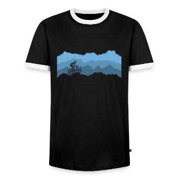 Bike shirt cycling cycling gift - Men's Ringer Shirt - black/white - Front - AI Model Female 172 light (172cm) & AI Model Male 178 light (178cm)