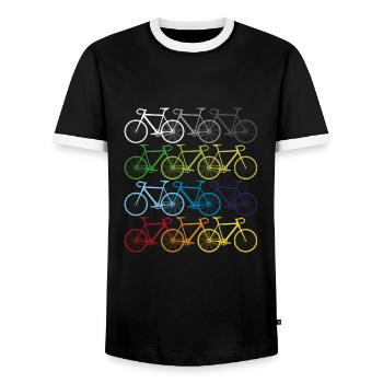 Bike shirt cycling cycling gift - Men's Ringer Shirt - black/white - Front - AI Model Female 172 light (172cm) & AI Model Male 178 light (178cm)