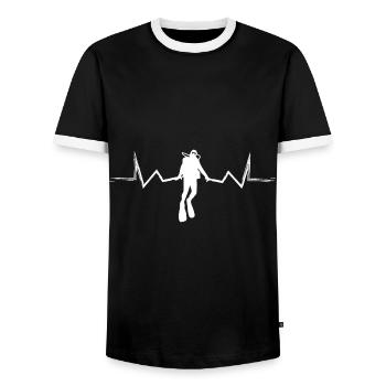 Plongée - cadeau de combinaison de sports de vacances de chemise - T-shirt contrasté Homme - noir/blanc - Devant - AI Model Female 172 light (172cm) & AI Model Male 178 light (178cm)