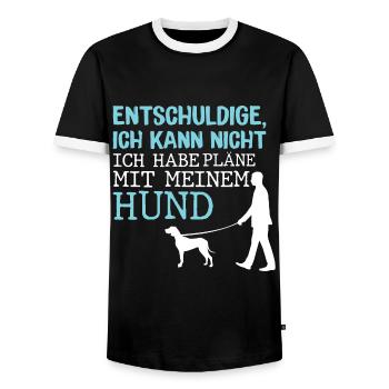 Hunde – Shirt Hundepapa Hundeglück Pfote Geschenk - Männer Kontrast-T-Shirt - Schwarz/Weiß - Vorne - AI Model Female 172 light (172cm) & AI Model Male 178 light (178cm)