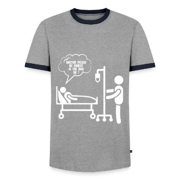 Fahrrad – Shirt Radsport Drahtesel Geschenk - Männer Kontrast-T-Shirt - Grau/Navy  - Vorne - AI Model Female 172 light (172cm) & AI Model Male 178 light (178cm)
