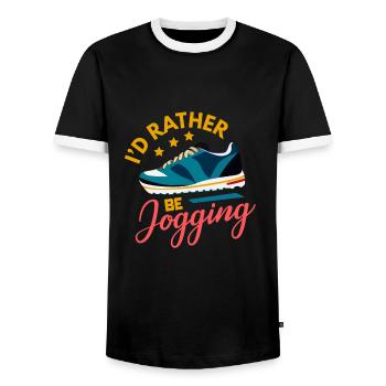 Jogging - Chemise Running Sports Leisure Gift - T-shirt contrasté Homme - noir/blanc - Devant - AI Model Female 172 light (172cm) & AI Model Male 178 light (178cm)