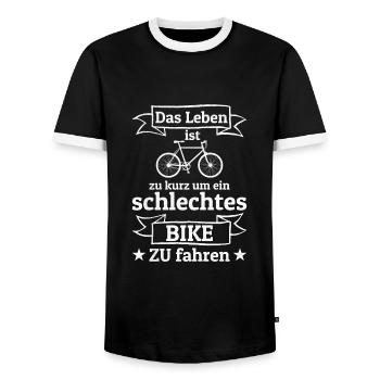 Fahrrad – Shirt Radsport Radeln Geschenk - Männer Kontrast-T-Shirt - Schwarz/Weiß - Vorne - AI Model Female 172 light (172cm) & AI Model Male 178 light (178cm)