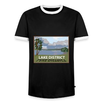 Lake District windermere in the lakes Cumbria - Men's Ringer Shirt - black/white - Front - AI Model Female 172 light (172cm) & AI Model Male 178 light (178cm)