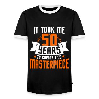 50th birthday gift 50 years - Men's Ringer Shirt - black/white - Front - AI Model Female 172 light (172cm) & AI Model Male 178 light (178cm)
