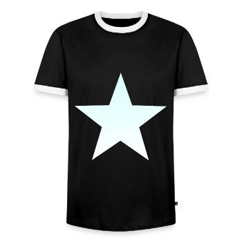 blue white star, blue white star bright star - Men's Ringer Shirt - black/white - Front - AI Model Female 172 light (172cm) & AI Model Male 178 light (178cm)