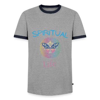 spiritual life - T-shirt contrasté Homme - gris/marine  - Devant - AI Model Female 172 light (172cm) & AI Model Male 178 light (178cm)