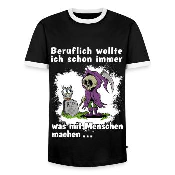 Beruflich Wollte Ich Schon Immer Was Mit Menschen - Männer Kontrast-T-Shirt - Schwarz/Weiß - Vorne - AI Model Female 172 light (172cm) & AI Model Male 178 light (178cm)