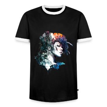 Anime No16 - Männer Kontrast-T-Shirt - Schwarz/Weiß - Vorne - AI Model Female 172 light (172cm) & AI Model Male 178 light (178cm)