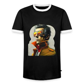 Retro Flash No39 - Männer Kontrast-T-Shirt - Schwarz/Weiß - Vorne - AI Model Female 172 light (172cm) & AI Model Male 178 light (178cm)