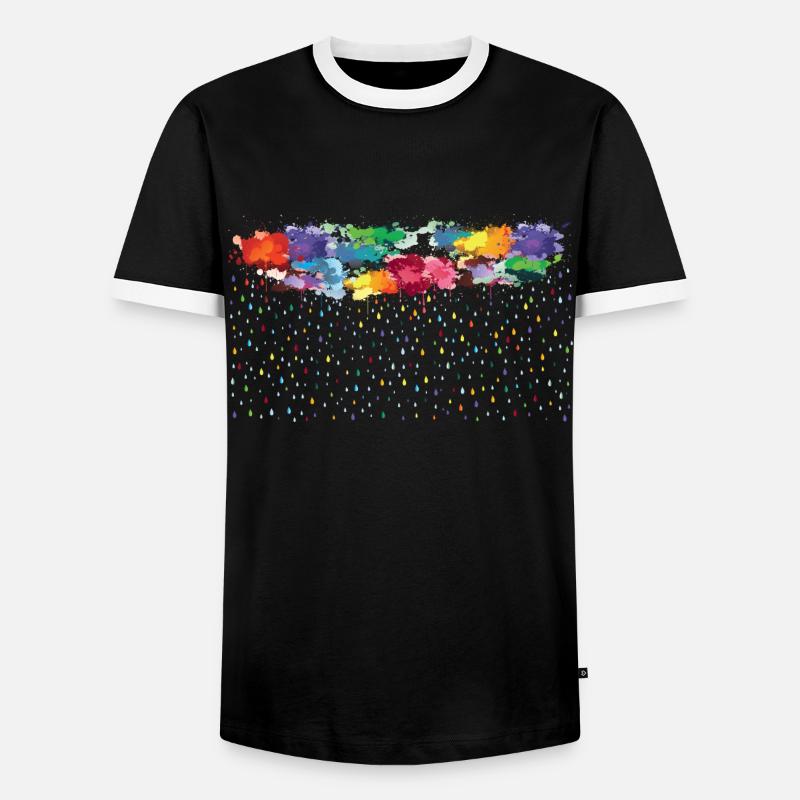 rainbow rainy day (wide) - Men's Ringer Shirt - black/white