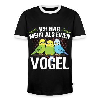 Lustiges -Ich hab mehr als einen Vogel- Geschenk - Männer Kontrast-T-Shirt - Schwarz/Weiß - Vorne - AI Model Female 172 light (172cm) & AI Model Male 178 light (178cm)