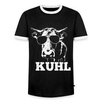 Kuh lustiges Kühe Motiv Kuhliebhaber Geschenk - Männer Kontrast-T-Shirt - Schwarz/Weiß - Vorne - AI Model Female 172 light (172cm) & AI Model Male 178 light (178cm)