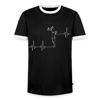 Dad and child play heartbeat father plays - Men's Ringer Shirt - black/white - Front - AI Model Female 172 light (172cm) & AI Model Male 178 light (178cm)
