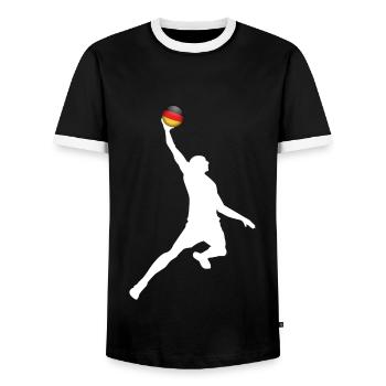 Basketball Win Germany - Men's Ringer Shirt - black/white - Front - AI Model Female 172 light (172cm) & AI Model Male 178 light (178cm)