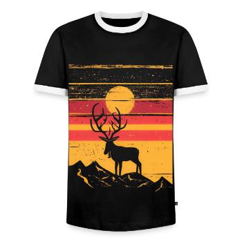 Kuusamo Finland Into The Wild #6 - Men's Ringer Shirt - black/white - Front - AI Model Female 172 light (172cm) & AI Model Male 178 light (178cm)