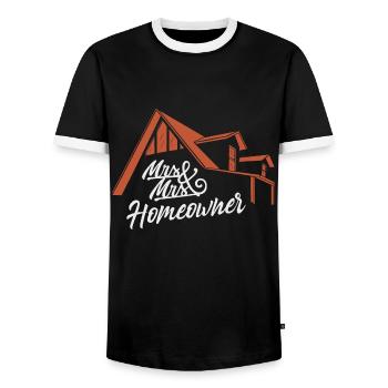 Housewarming party Mr & Mrs Homeowner - Men's Ringer Shirt - black/white - Front - AI Model Female 172 light (172cm) & AI Model Male 178 light (178cm)