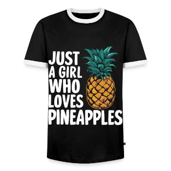 Ananas Fruit tropical hawaïen - T-shirt contrasté Homme - noir/blanc - Devant - AI Model Female 172 light (172cm) & AI Model Male 178 light (178cm)