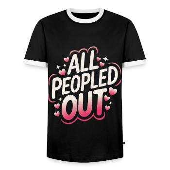 Introverti, antisocial, introverti - T-shirt contrasté Homme - noir/blanc - Devant - AI Model Female 172 light (172cm) & AI Model Male 178 light (178cm)
