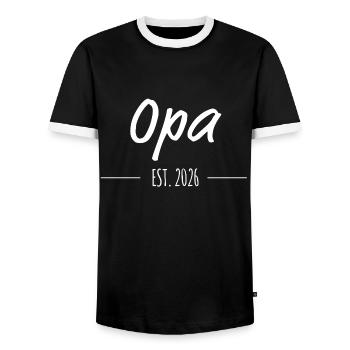 Opa2026 - Männer Kontrast-T-Shirt - Schwarz/Weiß - Vorne - AI Model Female 172 light (172cm) & AI Model Male 178 light (178cm)
