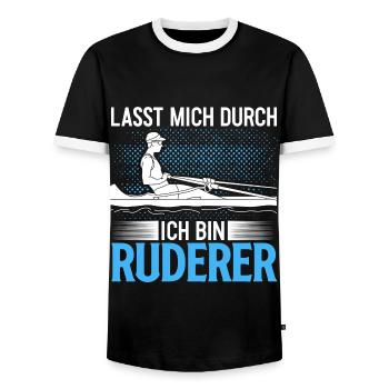 Lass Mich Durch Ich Bin Ruderer Lustiges Geschenk - Männer Kontrast-T-Shirt - Schwarz/Weiß - Vorne - AI Model Female 172 light (172cm) & AI Model Male 178 light (178cm)