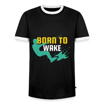 Wakeboard Né pour Wakeboarder Wakeboarding - T-shirt contrasté Homme - noir/blanc - Devant - AI Model Female 172 light (172cm) & AI Model Male 178 light (178cm)