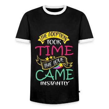 Adoption Day, Adoption Mom Dad Parents - Men's Ringer Shirt - black/white - Front - AI Model Female 172 light (172cm) & AI Model Male 178 light (178cm)