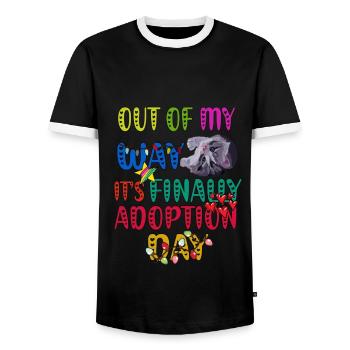 Out of My Way It’s Finally Adoption Day party - T-shirt contrasté Homme - noir/blanc - Devant - AI Model Female 172 light (172cm) & AI Model Male 178 light (178cm)