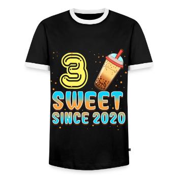 3. Geburtstag Bubble Tee - Männer Kontrast-T-Shirt - Schwarz/Weiß - Vorne - AI Model Female 172 light (172cm) & AI Model Male 178 light (178cm)