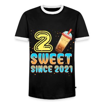 2. Geburtstag Bubble Tee - Männer Kontrast-T-Shirt - Schwarz/Weiß - Vorne - AI Model Female 172 light (172cm) & AI Model Male 178 light (178cm)