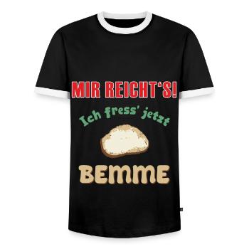 Mir reicht's! Ich fress' jetzt Bemme - Männer Kontrast-T-Shirt - Schwarz/Weiß - Vorne - AI Model Female 172 light (172cm) & AI Model Male 178 light (178cm)