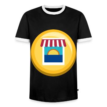 Autocollant Sunset Market - T-shirt contrasté Homme - noir/blanc - Devant - AI Model Female 172 light (172cm) & AI Model Male 178 light (178cm)