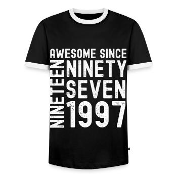 Awesome since 1997 Birthday Gift Year - Men's Ringer Shirt - black/white - Front - AI Model Female 172 light (172cm) & AI Model Male 178 light (178cm)