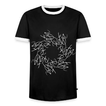 Katja Name Namensmandala - Männer Kontrast-T-Shirt - Schwarz/Weiß - Vorne - AI Model Female 172 light (172cm) & AI Model Male 178 light (178cm)