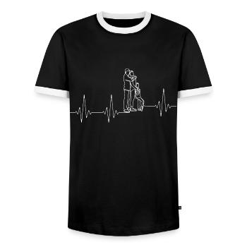 Familie Herzschlag Mutter Vater Kind Familienglück - Männer Kontrast-T-Shirt - Schwarz/Weiß - Vorne - AI Model Female 172 light (172cm) & AI Model Male 178 light (178cm)