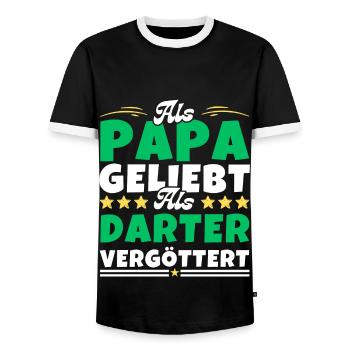 Als Papa geliebt, als Darter vergöttert - Männer Kontrast-T-Shirt - Schwarz/Weiß - Vorne - AI Model Female 172 light (172cm) & AI Model Male 178 light (178cm)
