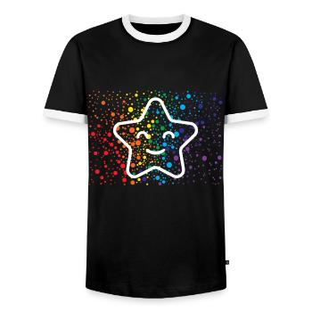 Étoile qui rit et éclaboussures de couleur - T-shirt contrasté Homme - noir/blanc - Devant - AI Model Female 172 light (172cm) & AI Model Male 178 light (178cm)