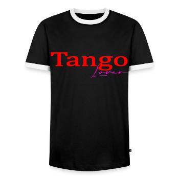 Tango - Men's Ringer Shirt - black/white - Front - AI Model Female 172 light (172cm) & AI Model Male 178 light (178cm)