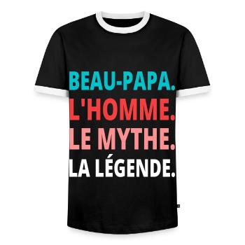 T shirt beau papa humour beau-père cadeau. - T-shirt contrasté Homme - noir/blanc - Devant - AI Model Female 172 light (172cm) & AI Model Male 178 light (178cm)