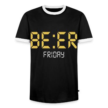 BIÈRE Vendredi - T-shirt contrasté Homme - noir/blanc - Devant - AI Model Female 172 light (172cm) & AI Model Male 178 light (178cm)