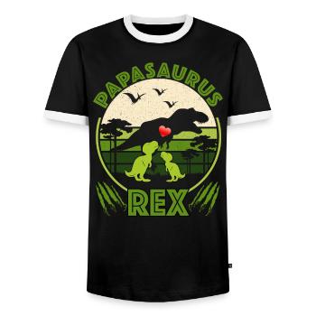 Papasaurus Rex - T-shirt contrasté Homme - noir/blanc - Devant - AI Model Female 172 light (172cm) & AI Model Male 178 light (178cm)