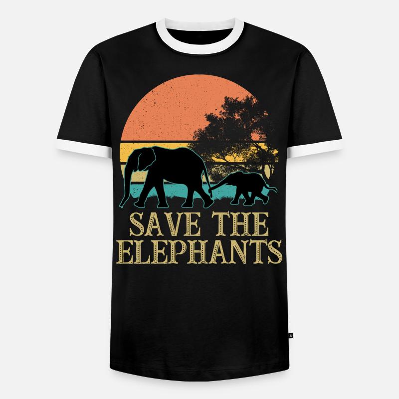 Save The Elephants - Men's Ringer Shirt - black/white