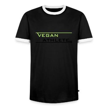 VEGAN ATHLETE - Men's Ringer Shirt - black/white - Front - AI Model Female 172 light (172cm) & AI Model Male 178 light (178cm)