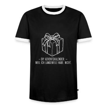 DIY Advent Calendar - Men's Ringer Shirt - black/white - Front - AI Model Female 172 light (172cm) & AI Model Male 178 light (178cm)