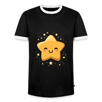 Laughing Star Night Sky Fun Gift - Men's Ringer Shirt - black/white - Front - AI Model Female 172 light (172cm) & AI Model Male 178 light (178cm)