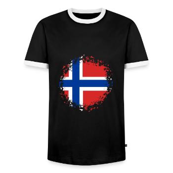 Norwegen Flagge Skandinavien Norwegische Fahne - Männer Kontrast-T-Shirt - Schwarz/Weiß - Vorne - AI Model Female 172 light (172cm) & AI Model Male 178 light (178cm)