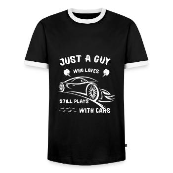 loves still plays with cars 2 - T-shirt contrasté Homme - noir/blanc - Devant - AI Model Female 172 light (172cm) & AI Model Male 178 light (178cm)