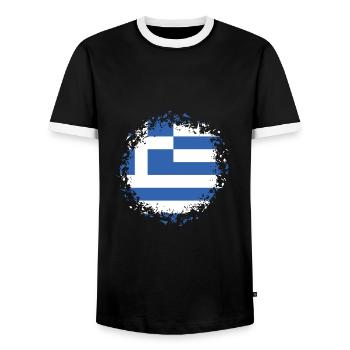 Grèce Drapeau Hellas Athènes Drapeau grec - T-shirt contrasté Homme - noir/blanc - Devant - AI Model Female 172 light (172cm) & AI Model Male 178 light (178cm)