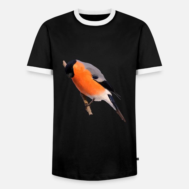 Gimpel Dompfaff sitzt auf Ast - Männer Kontrast-T-Shirt - Schwarz/Weiß