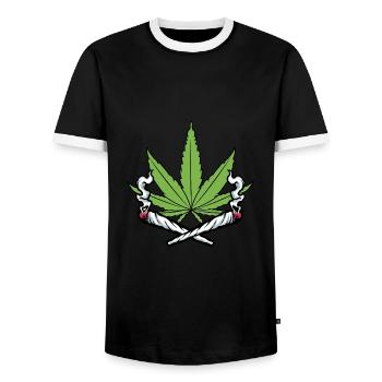 CHANVRE CANNABIS JOINT HERBE KIFFEN KIFFER - T-shirt contrasté Homme - noir/blanc - Devant - AI Model Female 172 light (172cm) & AI Model Male 178 light (178cm)